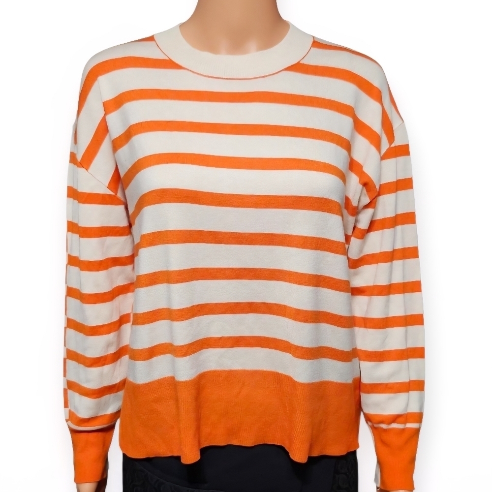 Encuentro Orange and White Striped Sweatshirt. Size S.